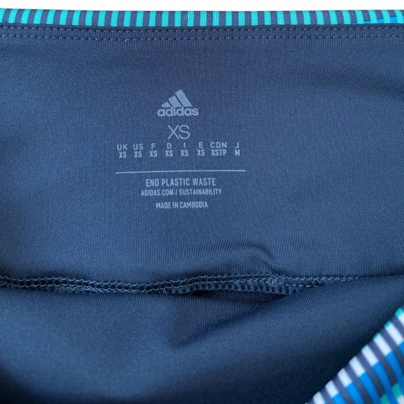 NWOT, Adidas,  XS Striped Skort With Inner Shorts – Teal/Blue/White 🏃‍♀️‍➡️ - Picture 2 of 9